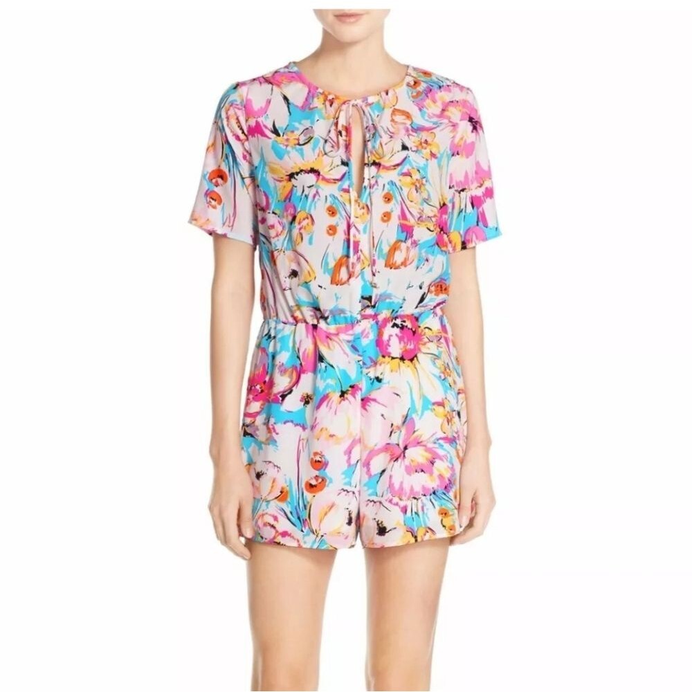 NWOT CHARLES HENRY JUMPSUIT ROMPER SHORT SLEEVE  FLORAL PRINT Size XL